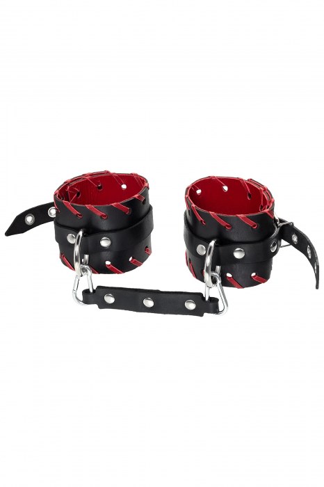 Черно-красные оковы из натуральной кожи - Pecado - купить с доставкой в Ижевске