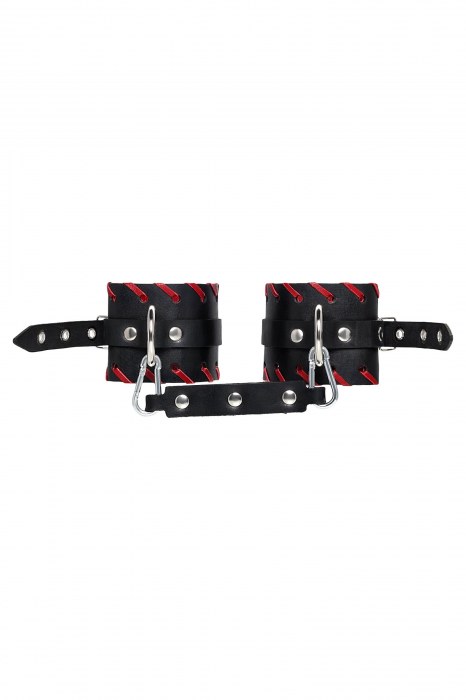 Черно-красные оковы из натуральной кожи - Pecado - купить с доставкой в Ижевске