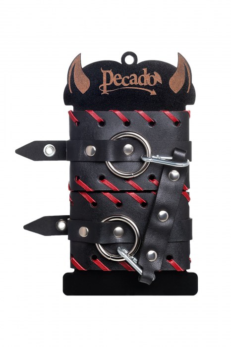 Черно-красные оковы из натуральной кожи - Pecado - купить с доставкой в Ижевске