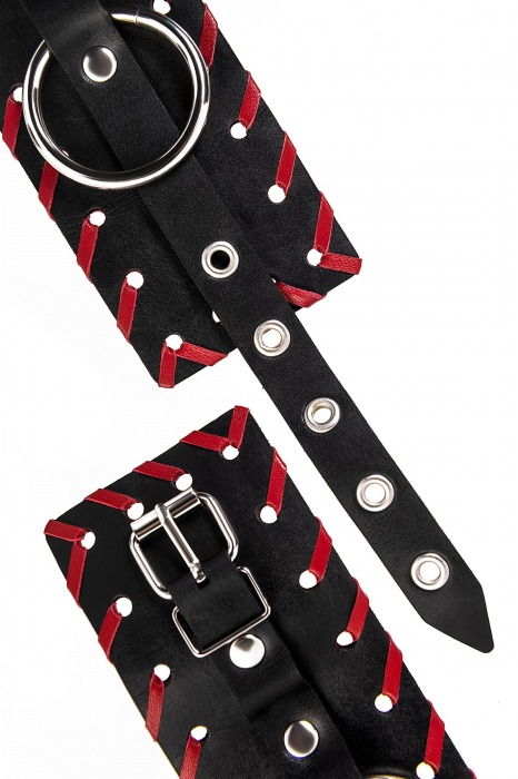 Черно-красные оковы из натуральной кожи - Pecado - купить с доставкой в Ижевске