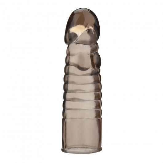 Дымчатая насадка-удлинитель Ribbed Realistic Penis Enhancing Sleeve Extension - 15,2 см. - BlueLine - в Ижевске купить с доставкой