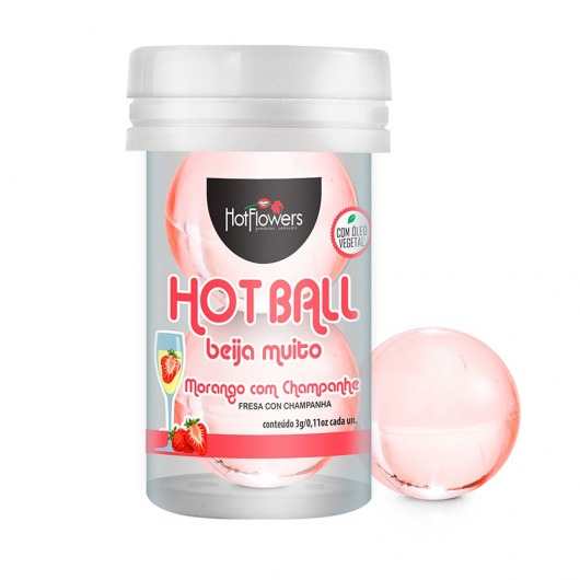 Лубрикант на масляной основе Hot Ball Beija Muito с ароматом клубники и шампанского (2 шарика по 3 гр.) - HotFlowers - купить с доставкой в Ижевске