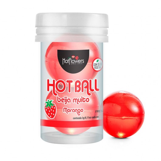 Лубрикант на масляной основе Hot Ball Beija Muito с ароматом клубники (2 шарика по 3 гр.) - HotFlowers - купить с доставкой в Ижевске