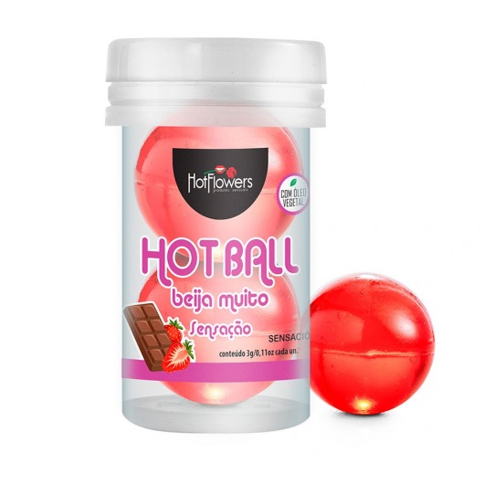 Лубрикант на масляной основе Hot Ball Beija Muito с ароматом шоколада и клубники (2 шарика по 3 гр.) - HotFlowers - купить с доставкой в Ижевске