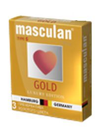 Презервативы Masculan Ultra Gold с золотым напылением и ароматом ванили - 3 шт. - Masculan - купить с доставкой в Ижевске