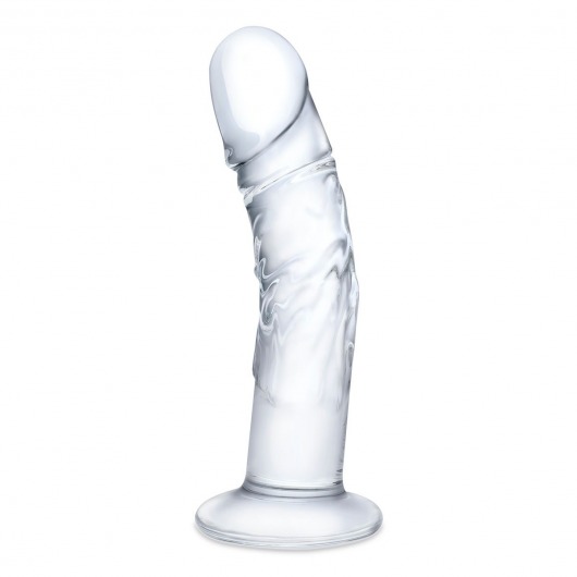 Стеклянный фаллоимитатор из стекла 7’’ Curved Realistic Glass Dildo With Veins - 15,9 см. - Glas