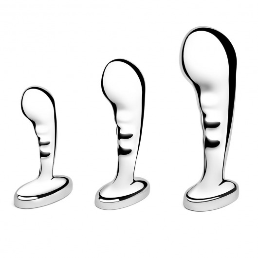 Набор из 3 стальных стимуляторов простаты Stainless Steel P-spot Training Set - b-Vibe - в Ижевске купить с доставкой