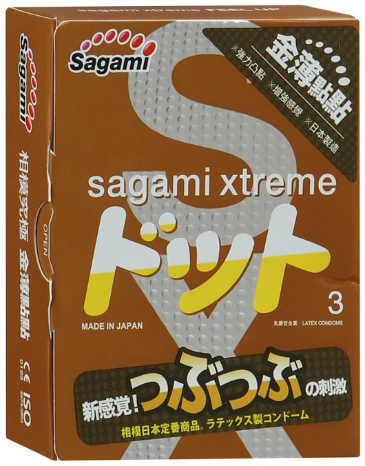 Презервативы Sagami Xtreme FEEL UP с точечной текстурой и линиями прилегания - 3 шт. - Sagami - купить с доставкой в Ижевске