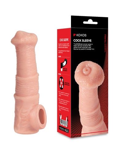 Телесная фантазийная насадка на член Cock Sleeve Size M - KOKOS - в Ижевске купить с доставкой