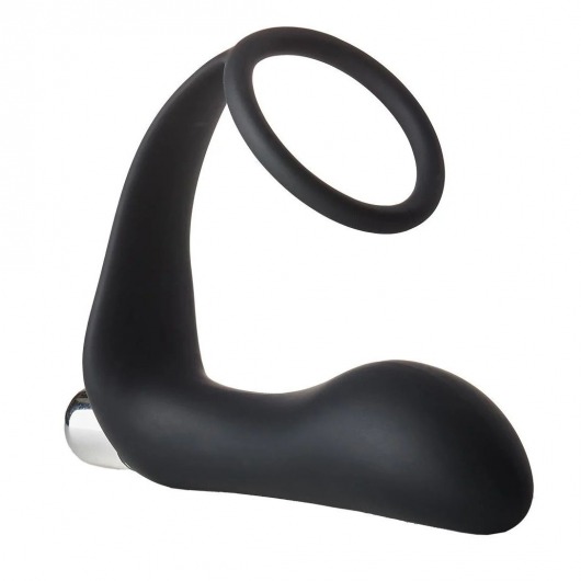 Черное эрекционное кольцо с вибропробкой Vibrating Anal Plug With Cockring - Dream Toys - в Ижевске купить с доставкой
