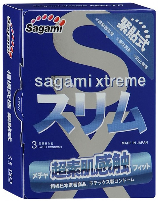 Розовые презервативы Sagami Xtreme FEEL FIT 3D - 3 шт. - Sagami - купить с доставкой в Ижевске