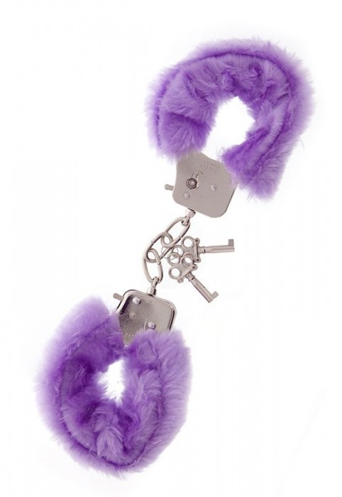 Фиолетовые меховые наручники METAL HANDCUFF WITH PLUSH LAVENDER - Dream Toys - купить с доставкой в Ижевске