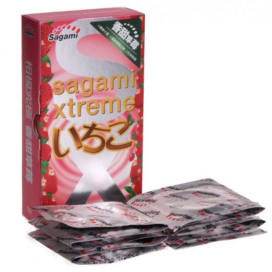 Презервативы Sagami Xtreme Strawberry c ароматом клубники - 10 шт. - Sagami - купить с доставкой в Ижевске