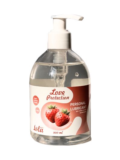 Лубрикант на водной снове Love Protection Strawberry с ароматом клубники - 300 мл. - Lola Games - купить с доставкой в Ижевске
