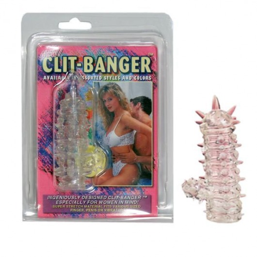 Прозрачная насадка с шипами и клиторальной шишечкой CLIT-BANGER SLEEVE IN CLEAR - Tonga - в Ижевске купить с доставкой