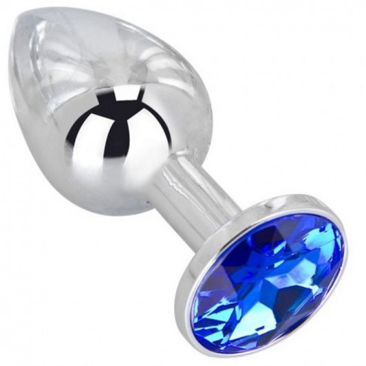 Анальное украшение BUTT PLUG  Small с синим кристаллом - 7 см. - Anal Jewelry Plug - купить с доставкой в Ижевске