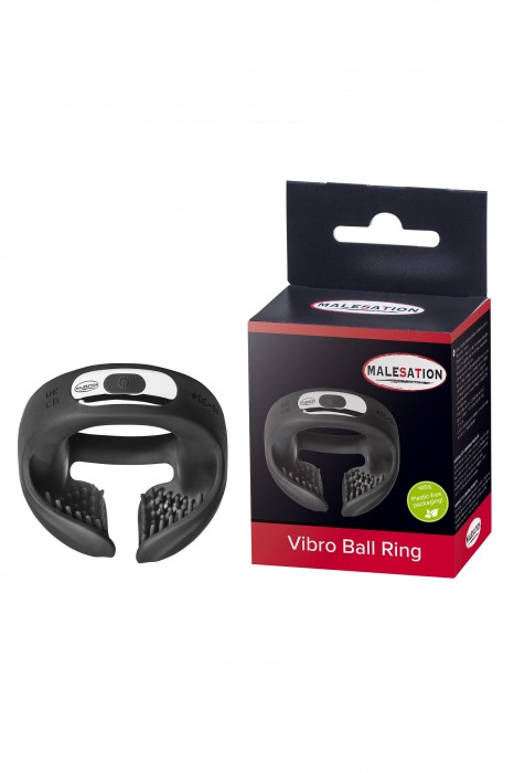 Черное эрекционное виброкольцо для пениса и мошонки Vibro Ball Ring - MALESATION - в Ижевске купить с доставкой