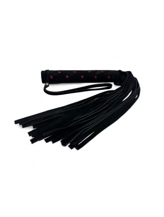 Черная замшевая плеть с красными точками на рукояти Red dot Princess - 43 см. - БДСМ Арсенал - купить с доставкой в Ижевске