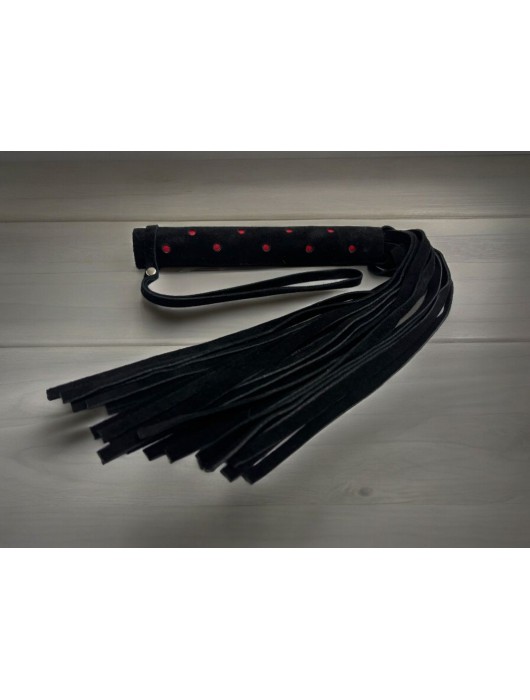 Черная замшевая плеть с красными точками на рукояти Red dot Princess - 43 см. - БДСМ Арсенал - купить с доставкой в Ижевске