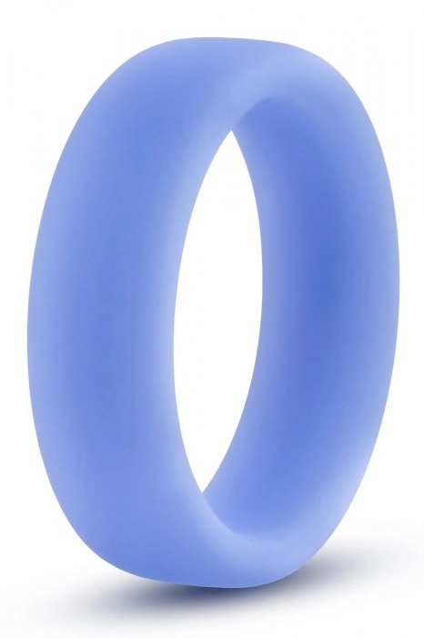 Голубое люминесцентное кольцо Silicone Glo Cock Ring - Blush Novelties - в Ижевске купить с доставкой