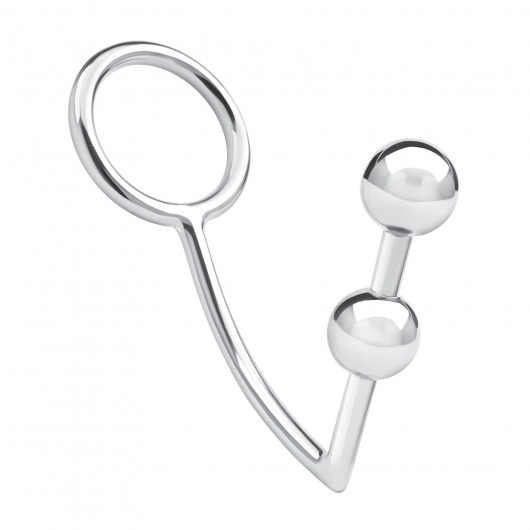 Кольцо на пенис с анальным стимулятором Two Bead Stainless Steel Anal Hook   Cock Ring - BlueLine - в Ижевске купить с доставкой