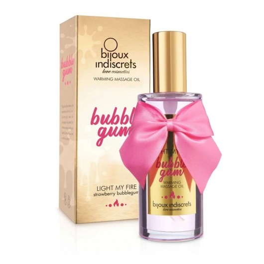 Разогревающее массажное масло Light My Fire Bubble Gum с ароматом бабл-гам - 100 мл. - Bijoux Indiscrets - купить с доставкой в Ижевске