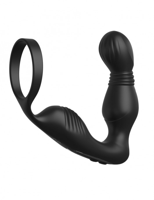Черный вибростимулятор простаты с эрекционным кольцом Ass-Gasm Pro P-Spot Milker - Pipedream - в Ижевске купить с доставкой