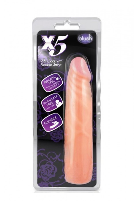 Телесный фаллоимитатор без мошонки X5 7.5 COCK WITH FLEXIBLE SPINE - 19 см. - Blush Novelties