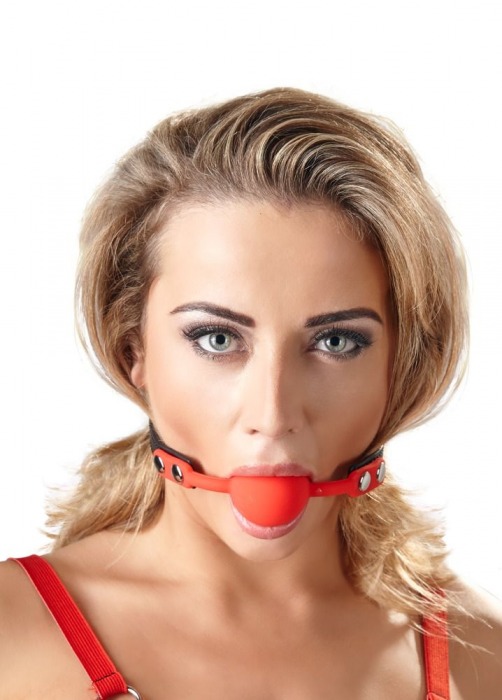 Силиконовый кляп-шар на чёрных ремешках Red Gag silicone - Orion - купить с доставкой в Ижевске