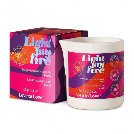 Массажная свеча Light My Fire с ароматом моной - 80 мл. - Love to Love - купить с доставкой в Ижевске