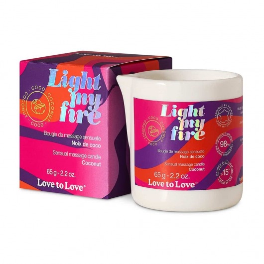 Массажная свеча Light My Fire Coconut с ароматом кокоса - 65 гр. - Love to Love - купить с доставкой в Ижевске