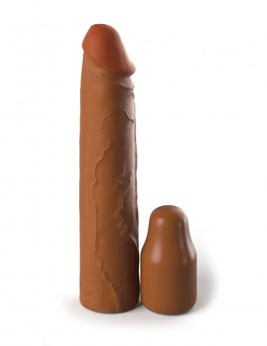 Коричневая насадка на член 2  Silicone X-tension - 20,3 см. - Pipedream - в Ижевске купить с доставкой