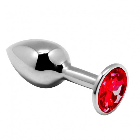 Серебристая анальная втулка Mini Metal Butt Plug Size M с красным кристаллом - Adrien Lastic в Ижевске Серебристая анальная втулка Mini Metal Butt Plug Size M с красным кристаллом - Adrien Lastic