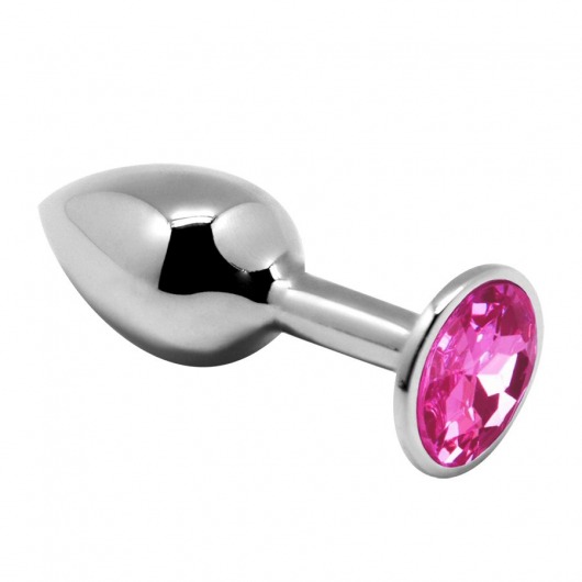 Серебристая анальная втулка Mini Metal Butt Plug Size M с розовым кристаллом - Adrien Lastic в Ижевске Серебристая анальная втулка Mini Metal Butt Plug Size M с розовым кристаллом - Adrien Lastic