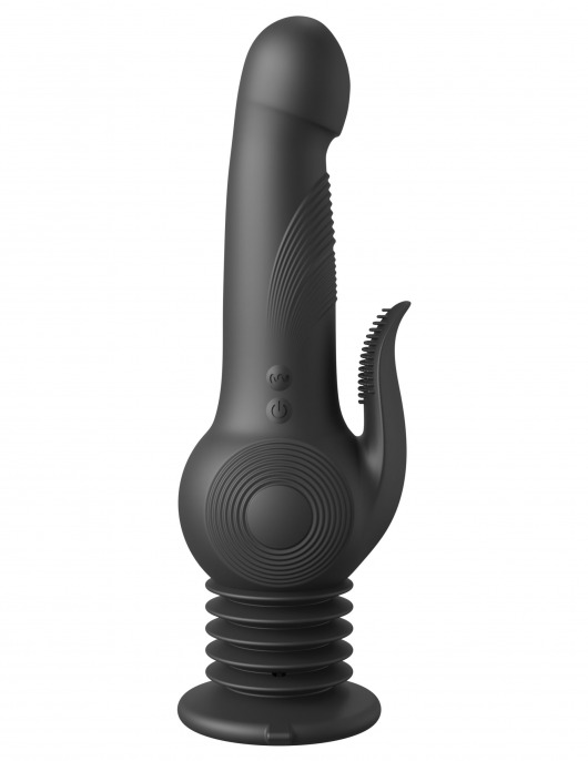 Черный вибратор с функцией фрикций Pogo Thruster - 23,5 см. - Pipedream