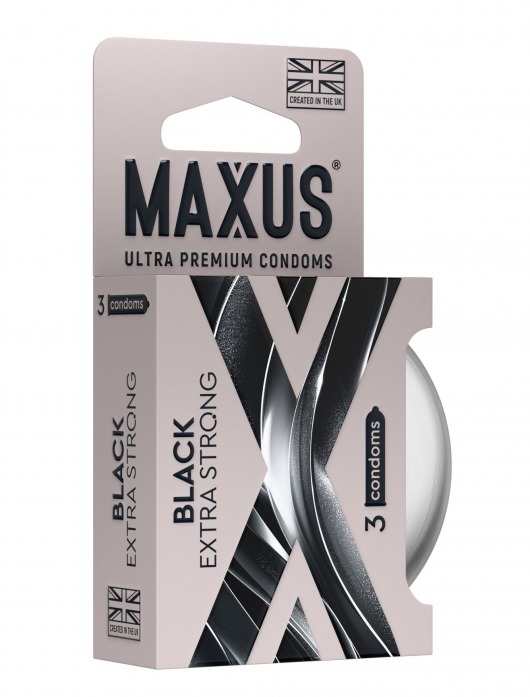 Черные утолщенные презервативы MAXUS Extra Strong с железным кейсом - 3 шт. - Maxus - купить с доставкой в Ижевске