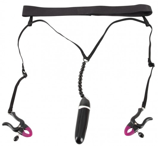 Женские вибростринги с зажимами для половых губ Spreader String with Vibrator - Orion - купить с доставкой в Ижевске