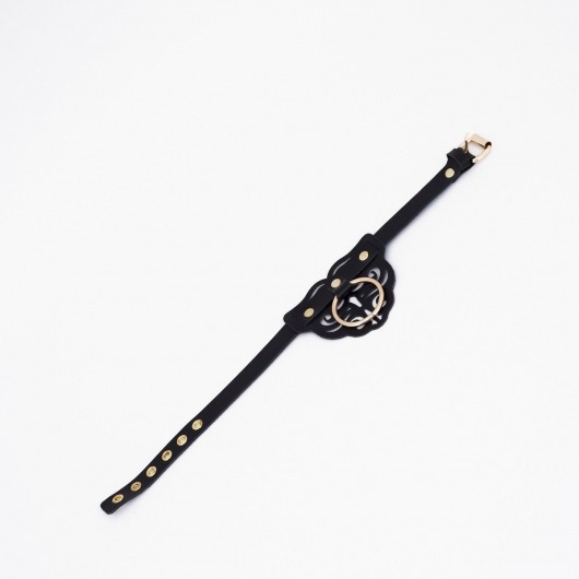 Черный чокер с клепками и золотистой фурнитурой - Crazy Handmade - купить с доставкой в Ижевске