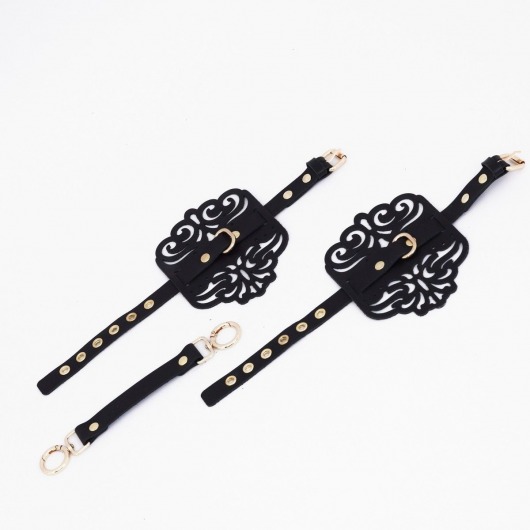 Черный фигурные оковы с золотистой фурнитурой - Crazy Handmade - купить с доставкой в Ижевске