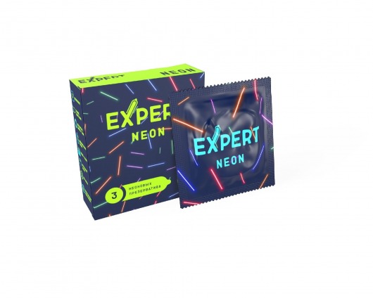 Светящиеся в темноте презервативы Expert Neon - 3 шт. - Expert - купить с доставкой в Ижевске