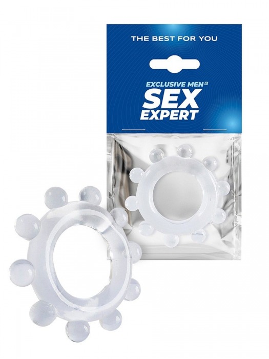 Прозрачное эрекционное кольцо со стимулирующими шариками - Sex Expert - в Ижевске купить с доставкой