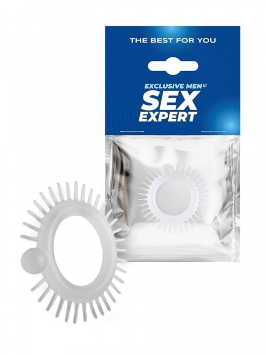 Эластичное эрекционное кольцо с шипиками и шариком - Sex Expert - в Ижевске купить с доставкой
