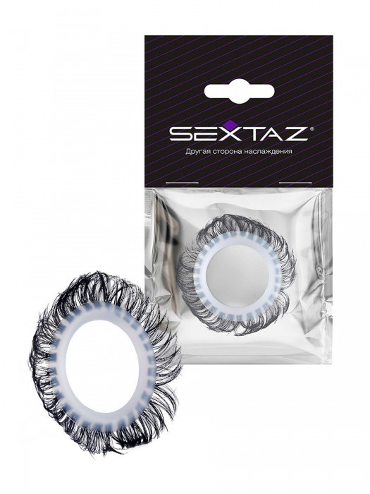 Эластичное эрекционное колечко с черными «ресничками» - Sextaz - в Ижевске купить с доставкой