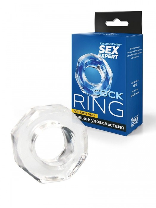 Прозрачное эрекционное кольцо в форме гайки - Sex Expert - в Ижевске купить с доставкой