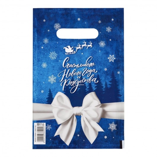 Сине-белый подарочный новогодний пакет с вырубной ручкой (20х30 см) - Сима-Ленд - купить с доставкой в Ижевске
