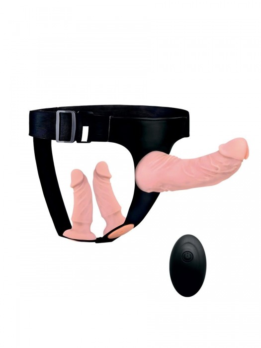 Женский страпон с 3 насадками и вибрацией - Erowoman-Eroman - купить с доставкой в Ижевске