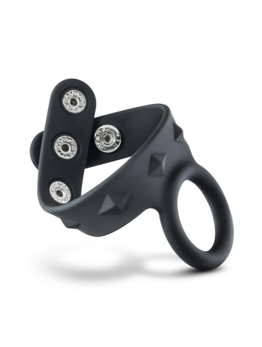 Черное эрекционное кольцо с подхватом мошонки на кнопках VS6 - Blush Novelties - в Ижевске купить с доставкой