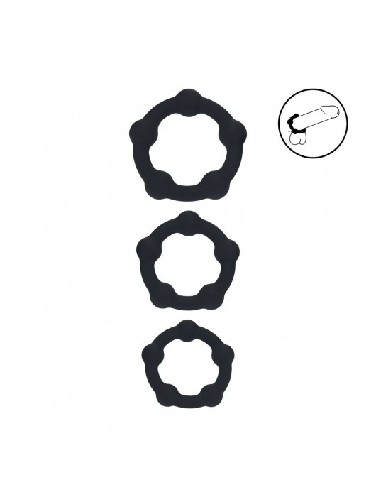 Набор из 3 эрекционных колец Beaded Silicone Cockring Set - Shots Media BV - в Ижевске купить с доставкой
