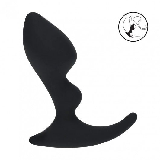 Черная анальная пробка для массажа простаты Double Ripple Silicone Prostate Massager - Shots Media BV - в Ижевске купить с доставкой