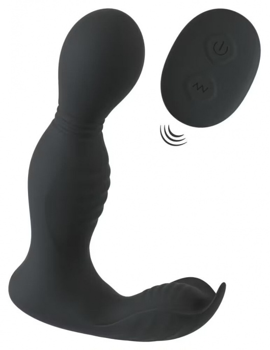 Черная анальная пробка с вибрацией, вращением и пультом ДУ RC Butt Plug with 2 Functions - Orion - в Ижевске купить с доставкой